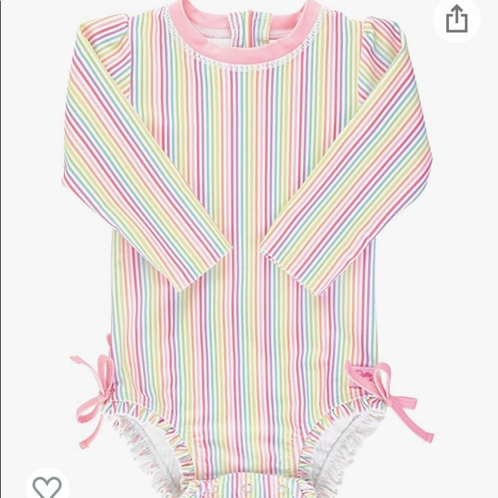 RUFFLE BUTTS RAINBOW STRIPE SWIMSUIT RASHGUARD